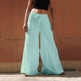thumbnail image 2 of Sngxgn Women's Solid Color Loose Casual Drawstring Elastic Waist Cropped Pants(Light Blue,XL), 2 of 6