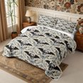 thumbnail image 3 of Manfei Gothic Skull Bats Quilt Full 3-Piece,Boho Damask Full Bedspread Sets,1 Coverlet and 2 Pillowcases, 3 of 7