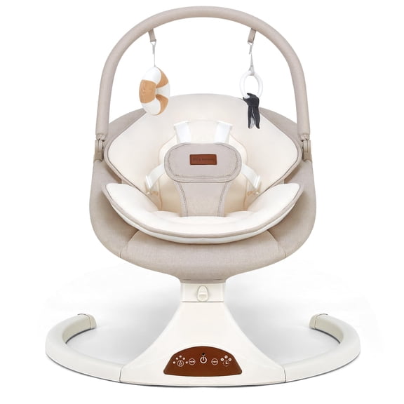 Columpio para bebé Viriwebaby portátil de 5 velocidades con Bluetooth, beige