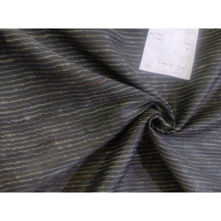 Art Tussar Silk x Gicha Dark Grey with Gold Stripes 44quot; Wide [10956]