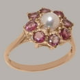thumbnail image 2 of LBG British Made Spectacular 10k Rose Gold Cultured Pearl & Pink Tourmaline Womens Promise Ring - 33 size options - Size 10.5, 2 of 6