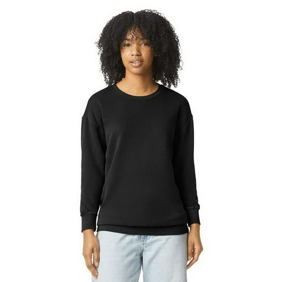 Comfort Colors B00808506 Garment-Dyed Lightweight Fleece Crewneck Sweatshirt, Black - Extra Large