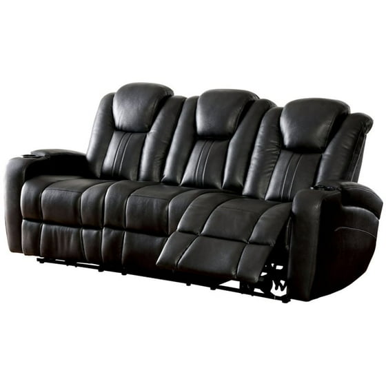 Furniture Of America Lam Faux Leather Reclining Sofa In Dark Gray
