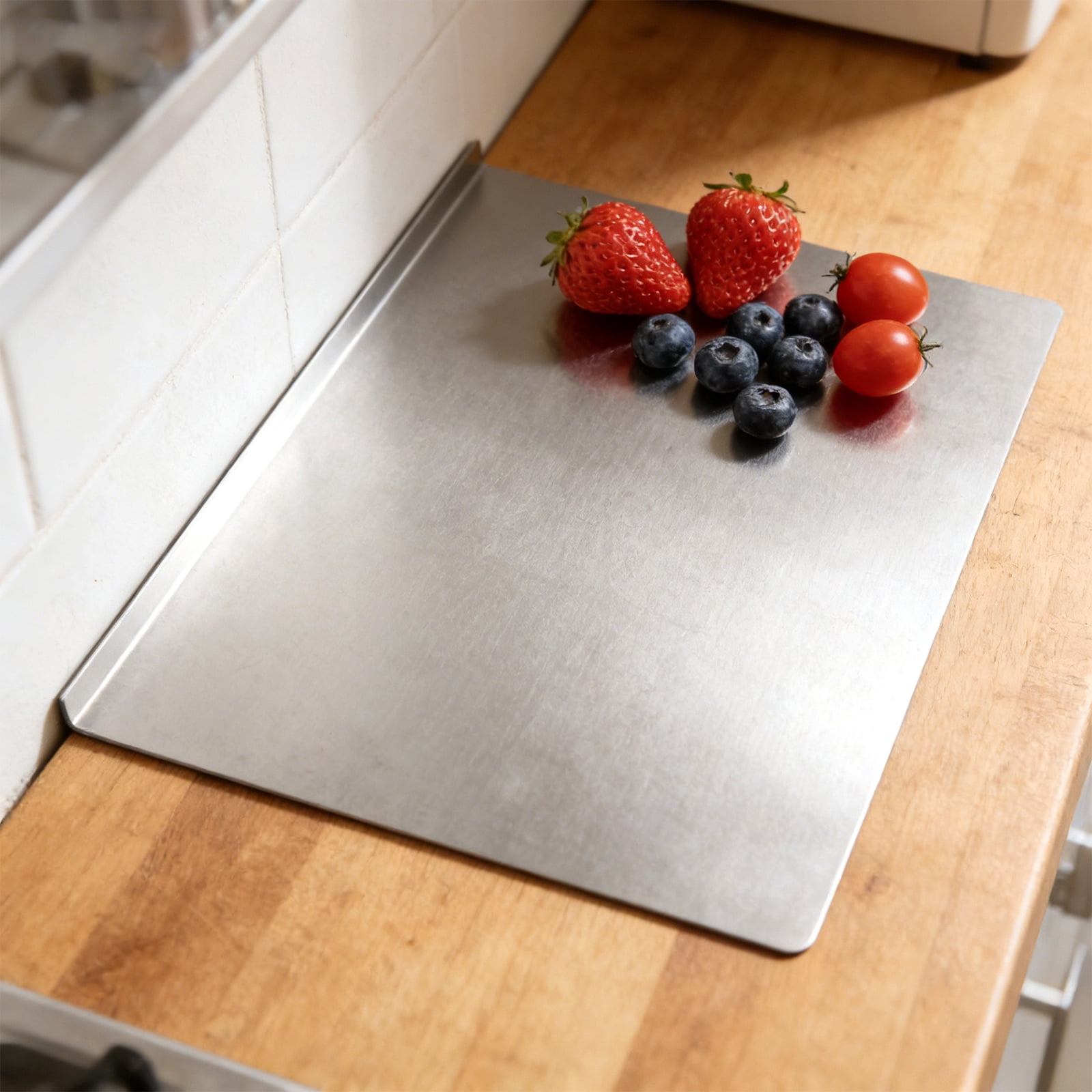 1Pc Food Grade Stainless Steel & Wood Cutting Board, 12X16 Inch (30X40Cm) Multi-Purpose Chopping Board For Kitchen, Fruit & Vegetable Prep, Safe & Durable Chopping Surface