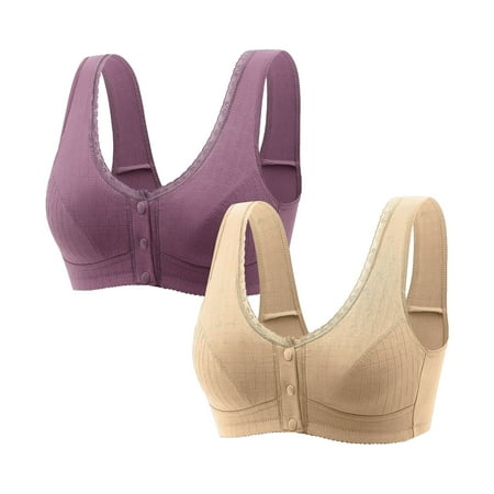 Weikingp Bras for Women  Womens Bra Sports Bras Front Snaps Seniors Wireless Beauty Back Full Coverage Comfor Easy Close Bras Bralettes for Women Plus Size Lingerie Clearance Grey M