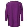 thumbnail image 6 of Atogsazn Women's 3/4 Sleeve Blouse Casual Dressy Crewneck Pullover Tshirt Flowy Loose Fit Tops Outfit Summer 01-Purple XXL Fashion, 6 of 7