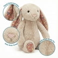 thumbnail image 2 of Aximioll 9.8" Shell Blush Pink Easter Bunny Plush Toy with Flower Pattern Ears - Floral Rabbit Stuffed Animal Doll - Soft Blush Pink Plushie for Baby Girl Shower Gift & Cottagecore Spring Decor, 2 of 7