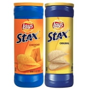 Lays Stax Combination Pack of 2: Lays Stax Cheddar 5.5OZ and Lays Stax Original 5.75Oz (2 Canisters Total)