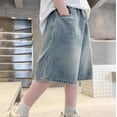thumbnail image 7 of GiLiling Boys Wide Leg Denim Shorts, Kids Casual Loose Fit Knee Length Jean Shorts with Pockets for Summer Active Play (Light Blue, 11-12 Years), 7 of 7