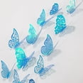 thumbnail image 3 of Pegatinas de pared tridimensionales de mariposas huecas doradas y plateadas en 3D para el aula, el salón de clases, la sala de estar, la TV y la pared, 3 of 5