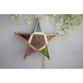 thumbnail image 2 of Moroccan Style Candle Lantern Holder Multicolour Glass Star Candle Holder Hanging Lantern, 2 of 7