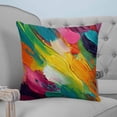 thumbnail image 4 of 18x18 Pillow Covers Set of 2, Colorful Pigment Throw Pillow Covers Decorative Couch Cushion Case, Abstract Color Block Oil Painting Microfiber Square Pillowcases for Bedroom Car Living Room, 4 of 7