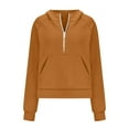 thumbnail image 4 of ZyeKqe Womens Hoodies Half Zip Fleece Long Sleeve Sweatshirts Casual Fashion Cropped Pullover Tops, 4 of 6