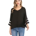 thumbnail image 7 of Juniors' Plus Size Tops Blouses for Women Shirts Casual V Neck 3/4 Bell Sleeve Loose Blouse Top Fit T-Shirt Autumn, 7 of 7