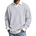 thumbnail image 2 of Men's Fake Two Piece Long Sleeve Sweatshirt, V Neck Waffle Texture, Solid Loose Fit, Daily Layering Outer Top For Male, 2 of 8