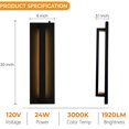 thumbnail image 3 of 1-Light H20 in Minimalist Modern Linear 23W Integrated LED  Outdoor Wall Sconce with Dusk to Dawn Sensor in Matte Black for Porch Patio, 3 of 9