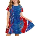 thumbnail image 2 of Odeerbi Niñas Día de La Independencia Vestido de Línea A Verano Patriótico Cuello Redondo Manga Corta Vestido Casual, 2 of 9