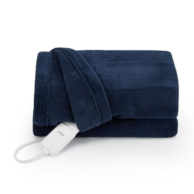 Sunbeam Throw Poseidon Blue Microplush, 4 Heat Settings, 4-Hour Auto Shut-Off, Electric Heated Blanket, 50” x 60”