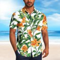 thumbnail image 1 of Blusa y camisa de manga corta con cuello vuelto Camisa casual para hombre Camisa de bolos vintage de manga corta Camisas de verano de playa cubana Camisa con botones Blusa para hombre Poliéster, 1 of 6
