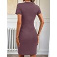 thumbnail image 2 of Mauve Purple Short Sleeve Bodycon T-Shirt Dress For Women, 2 of 7