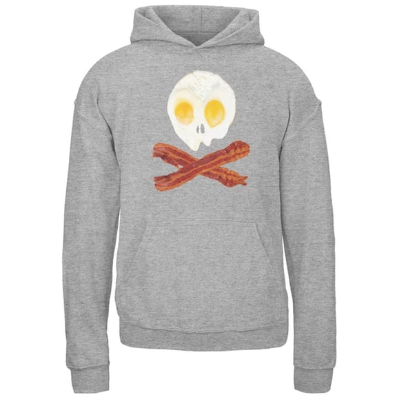 Eggs And Bacon Skull And Cross Bones Youth Hoodie Storm Grey YSM