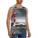 thumbnail image 2 of Fotbe 3d Lighthouse in the Surf Men's Camiseta sin Mangas Estampada para Hombres, Playera Casual para Gimnasio, Entrenamiento, Playa-Medium, 2 of 7