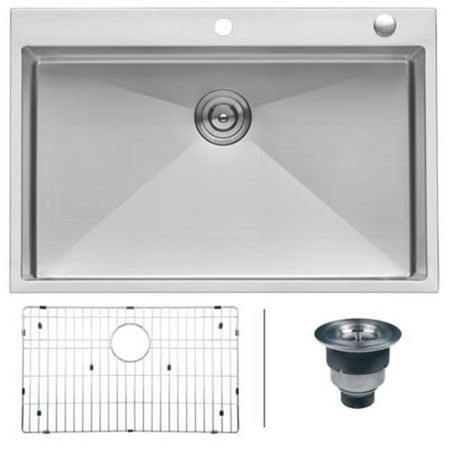 Ruvati RVH8005 33 x 22 in. Drop-in Tight Radius 16 Gauge Stainless Steel Topmount Kitchen Sink Single Bowl