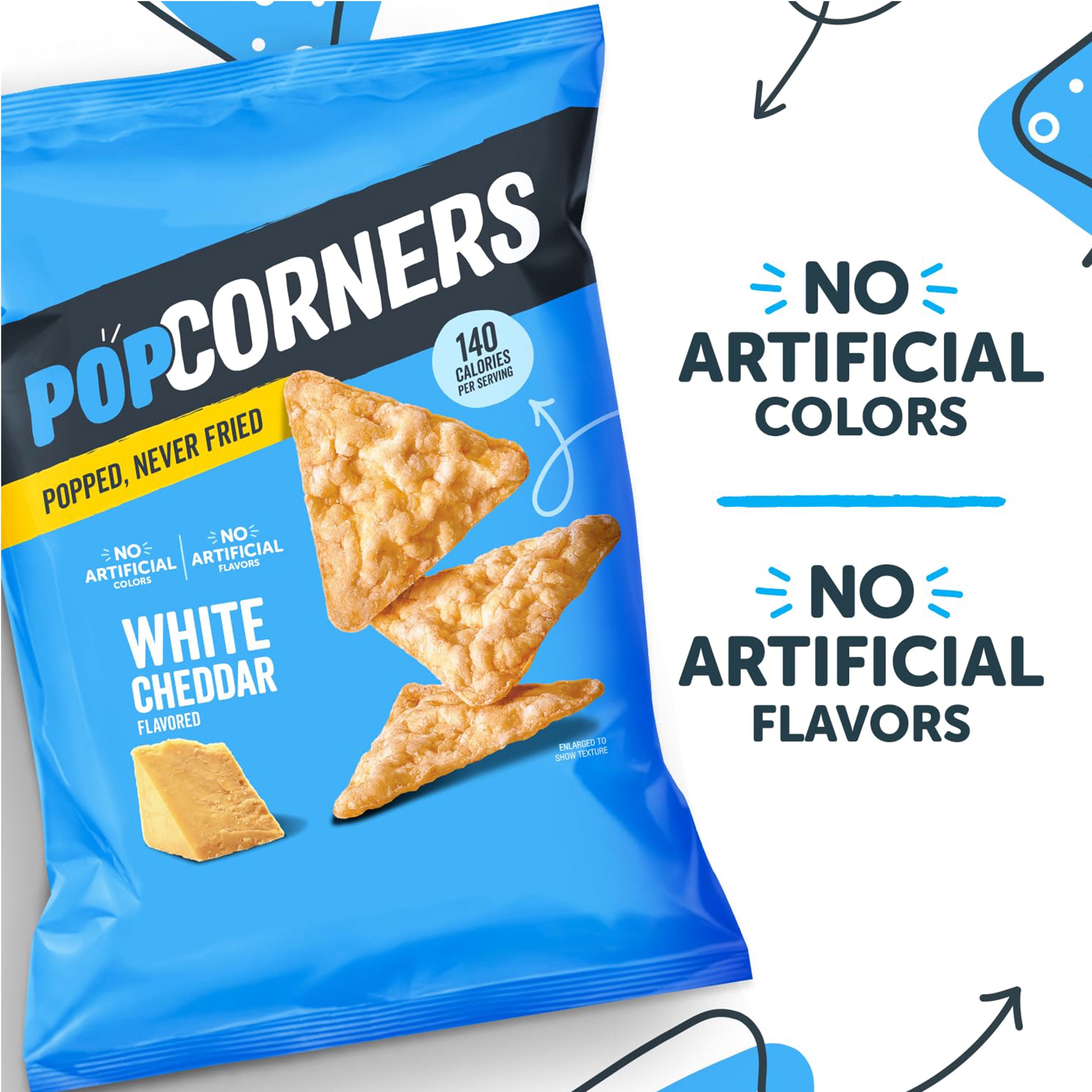 PopCorners Popped Corn Snacks, White Cheddar, 1 Ounce (pack of 20)