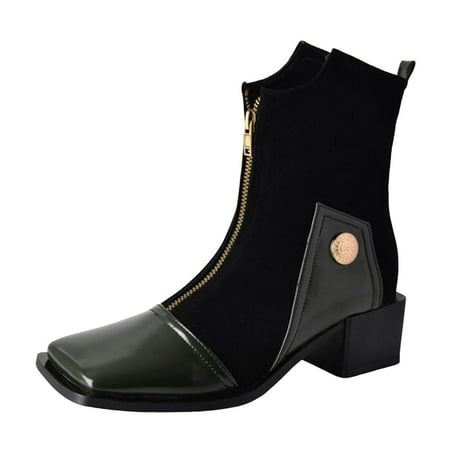 

Ediodpoh Ladies Leather Suede Square Toe Flat Toe Heel Splicing Large Size Boots Ankle Boots Short Boots Women s Boots Black 8.5