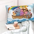 thumbnail image 4 of Rateoe Rainbow Animals on Noah's Ark Pattern Decorative Pillow Case,Throw Pillow Covers,Plush Pillow Cover,Soft Pillow Case,Velvet Pillow Case-14"x20", 4 of 6