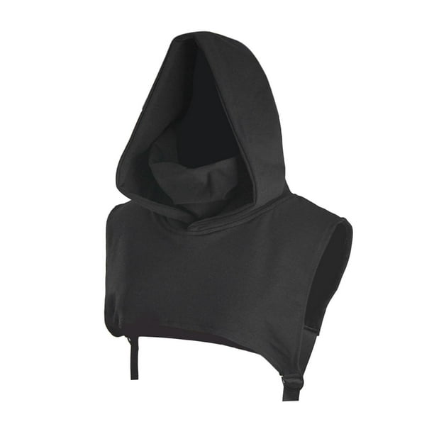 Pulóver con capucha alta desmontable Zulema Cuello falso de algodón Negro
