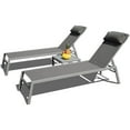 thumbnail image 5 of Domi Outdoor Living 3-Piece Adjustable Pool Lounge Set, Steel Textilene Sunbathing Chairs with Headrest (2 Gray Chairs W/Table), 5 of 8
