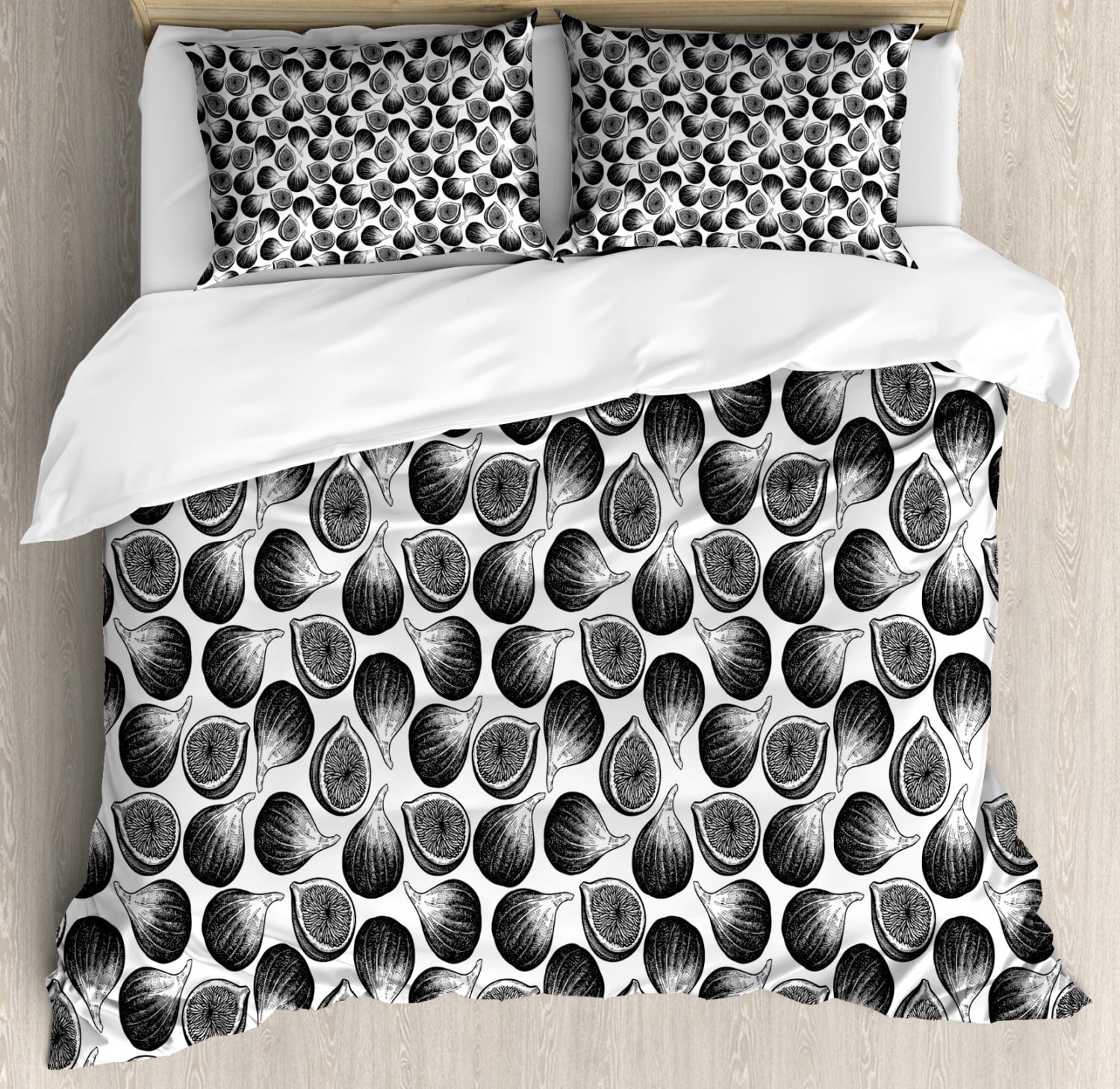 Vegan Duvet Cover Set King Size, Vintage Engraving Style Art