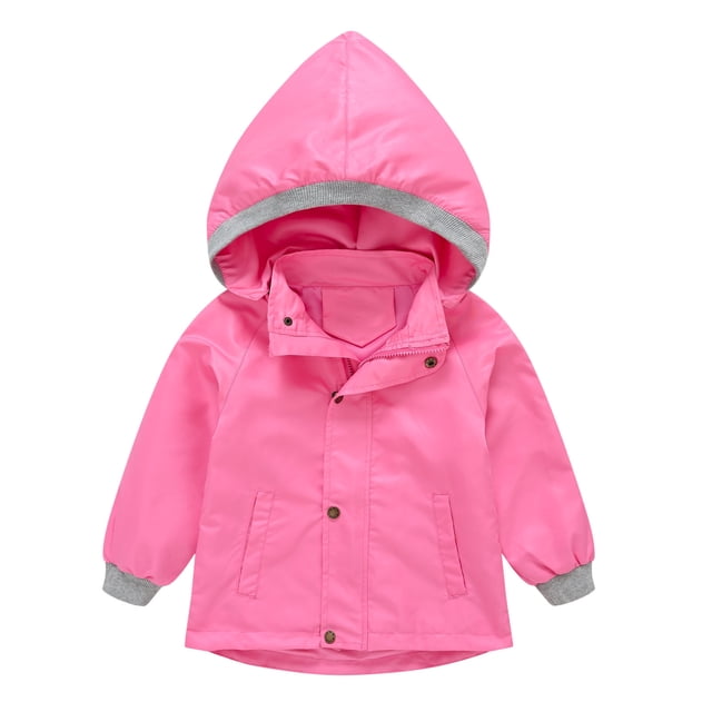 Gibobby Chamarra de manga larga para bebéAbrigo de invierno para niños pequeños y niñas con bolsillo, chaqueta con capucha, cremallera, prendas de vestir(Rosa caliente, 2-3 Años)