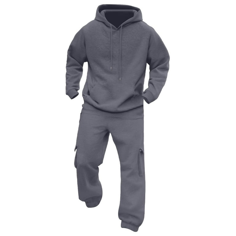 BiZtdJrK Hooded Sets for Men Hiking Jogger 2 Piece Set Drawstring