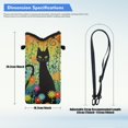thumbnail image 6 of ZIATUBLES Neoprene Cellphone Sleeve Bag Adjustable Crossbody Strap Phone Pouch Case Portable Shockproof Phone Bag with Hook and Loop Fastener, 4 X 8 Inch, Doodle Black Cat Flower Greenery, 6 of 7