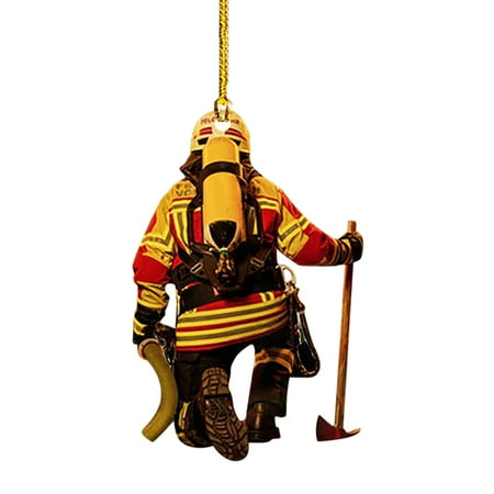 

Yrtoes Cartoon Firefighter Creative Pendant Home Christmas Tree Decorations Acrylic Pendant Pendant 8cm