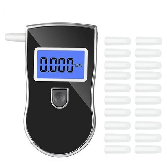 Alcohol Tester, Handheld Breathalyzer with Blue Backlight LCD Screen Portable Breathalyzer with 20 Mouthpieces