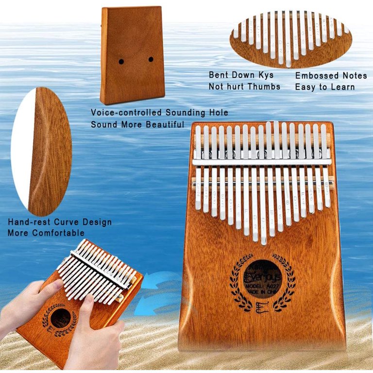 Everjoys Mahogany Kalimba 17 Keys Thumb Piano w/ Instruction Book