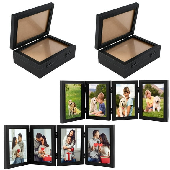 4Pcs 4 Hinged Picture Frame Creative 4 Folding Picture Frame Decorative 4 Hinged Photo Collage for Birthday Anniversary Holiday
