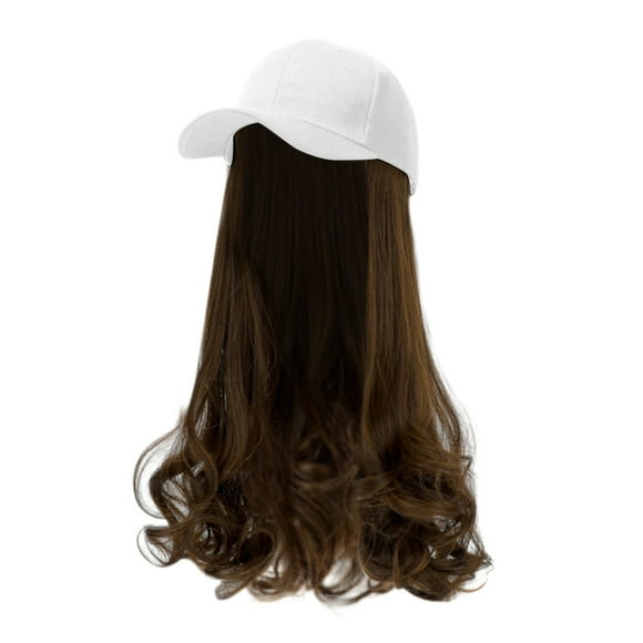 Big Sale! Fdelink Baseball Cap with Hair Extensions Synthetic Hair Wig Baseball Hat with Hair Attached Long Pear Roll Curly Adjustable Wave Curly Hairpiece with Wig for Women, lady Hat