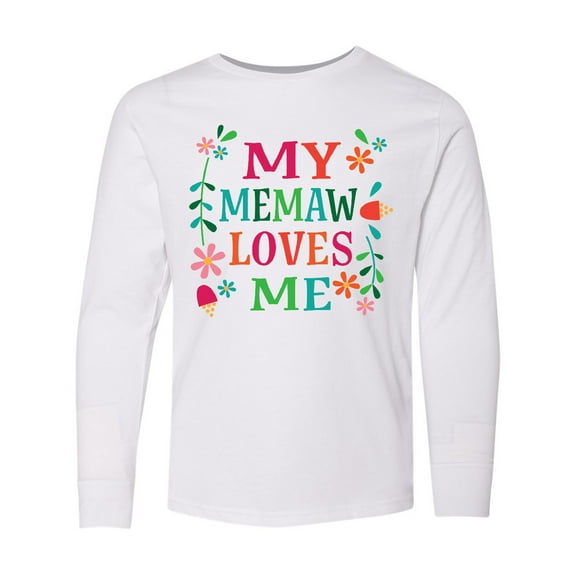 Inktastic My Memaw Loves Me Girl Grandchild Long Sleeve Youth T-Shirt