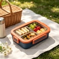 thumbnail image 5 of TACILIP Stationery Supplies, 1PCS Bento Box Lunch Box 3 Compartment Snack Containers Reusable Lunch Box Lunch Containers For Home Travel Work 720ml Equipped With Plastic Tableware, Womens Gifts, 5 of 6