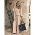 thumbnail image 6 of Women 2 Piece Outfits Casual Lounge Sets Long Sleeve Button Down Shirts and Wide Leg Pants Sets Khaki L, 6 of 9