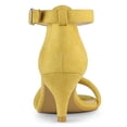 thumbnail image 2 of BLISSFUL STEP Women's Shoes Faux Suede Ankle Strap Kitten Heel Slide Straps Solid Sandals  Yellow 6, 2 of 8