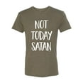 thumbnail image 2 of Wild Bobby, Quote Not Today Satan Funny Witty, Inspirational/Christian, Men Premium Tri Blend Tee, Military Green, Small, 2 of 3