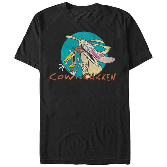Men's Cow and Chicken Logo  Graphic Tee Black 3X Large