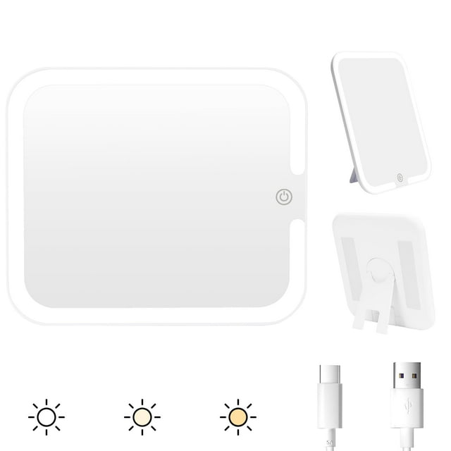 Espejo de maquillaje Relavel, luces LED de 3 colores, 8.3 x 5.1 pulgadas con bolsa