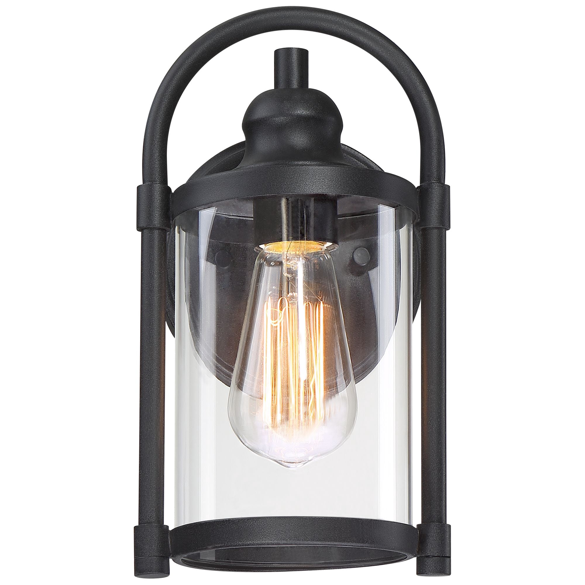 John Timberland Modern Outdoor Wall Light Fixture Black 10 1/4" Cylindrical Glass for Exterior House Porch Patio Deck Entryway
