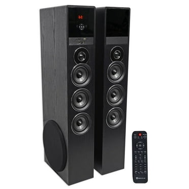 Rockville TM150B Black Powered Home Theater Tower Speakers 10" Sub Bluetooth